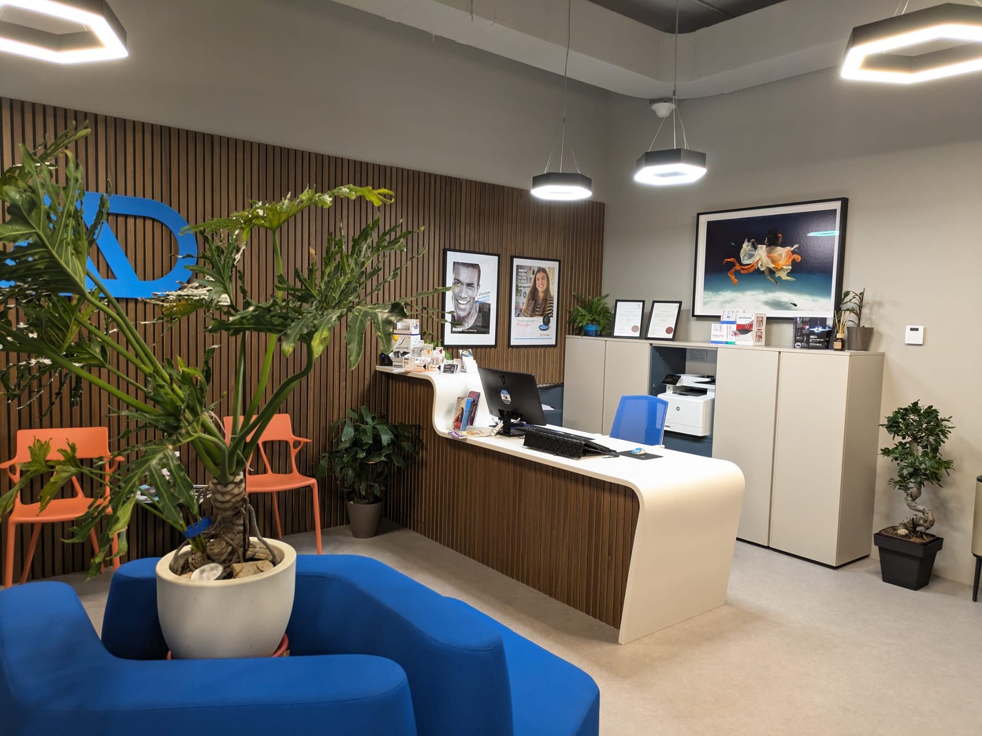 The reception area at Apex Dental